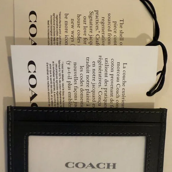 Coach Black Leather Signature C Denim SLIM ID Card Case Wallet CAJ47 - Picture 13 of 15
